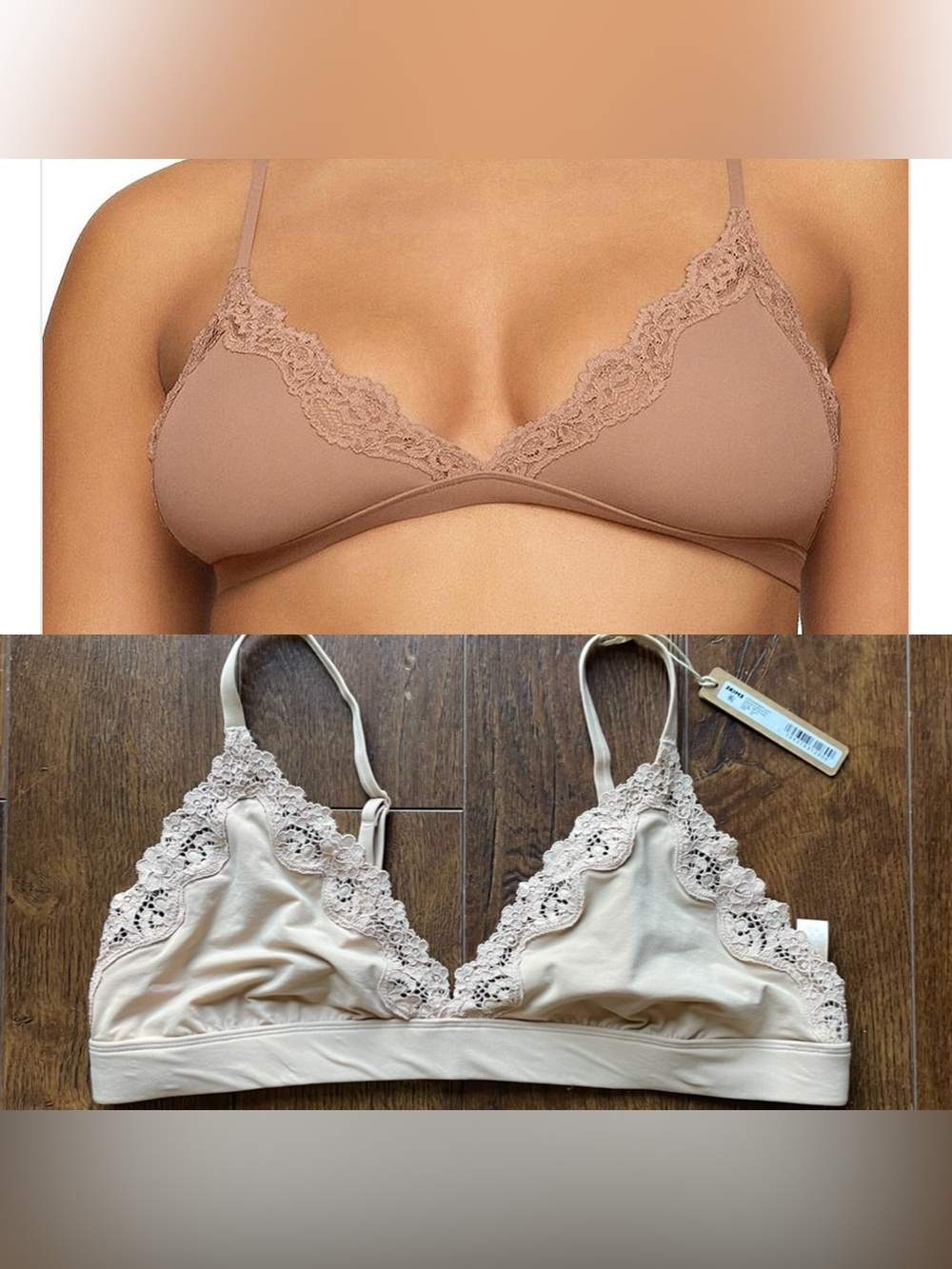 NWT SKIMS Plus Fits Everybody Lace-Trim Bralette Bra in Clay. Soft! Size 2X.
